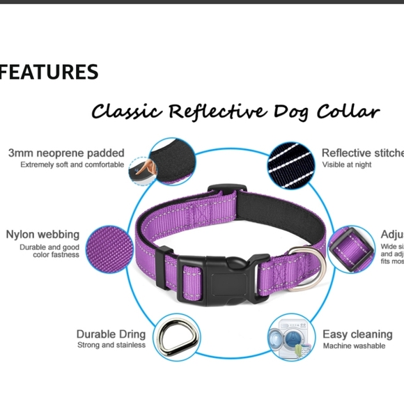 Ladoogo Reflective dog collar - size XS - purple - Picture 8 of 10